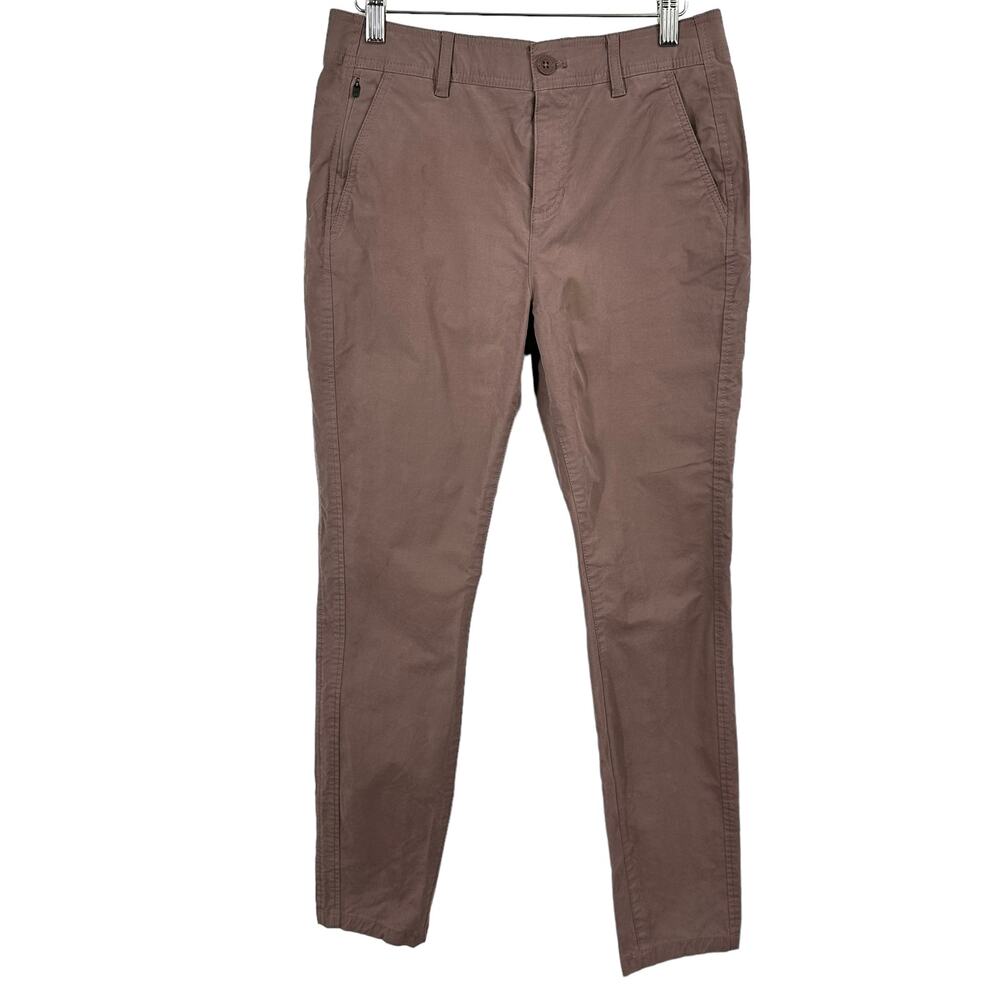 Eddie Bauer Horizon Chino Pants Womens 4P Mauve Brown Stretch Hiking Travel 2118